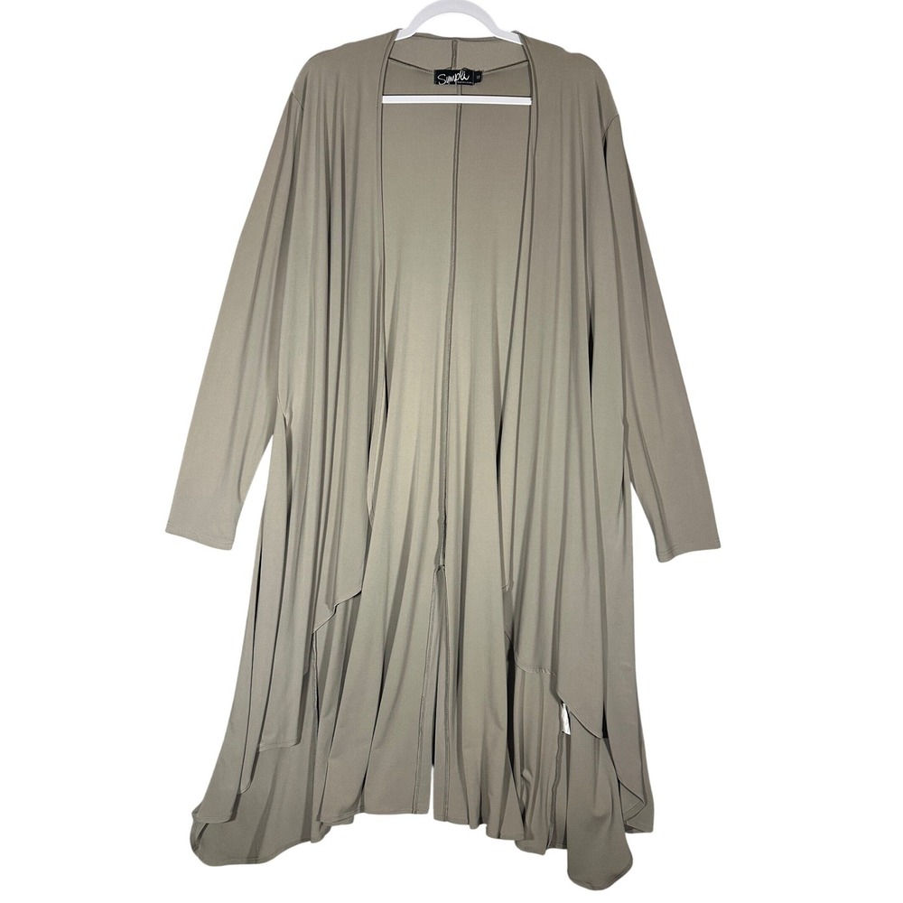 Sympli Longline Open Front Duster Cardigan Sz 16 Canada Taupe Lagenlook‎ Capsule